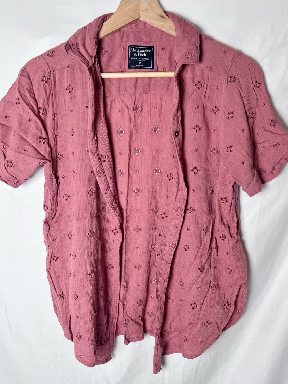 Abercrombie & Fitch Rose Eyelet Button-Down Shirt